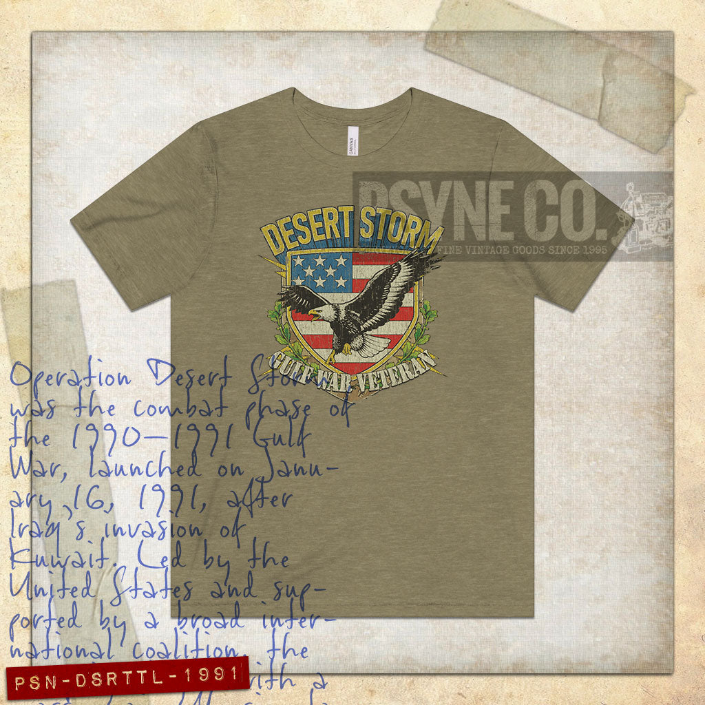 Desert Storm Gulf War Veteran Thunder & Lightning 1991 Vintage Men's T-Shirt