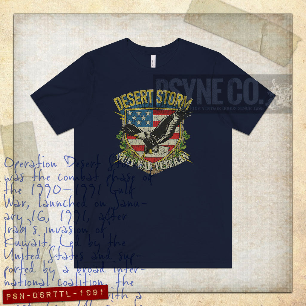 Desert Storm Gulf War Veteran Thunder & Lightning 1991 Vintage Men's T-Shirt