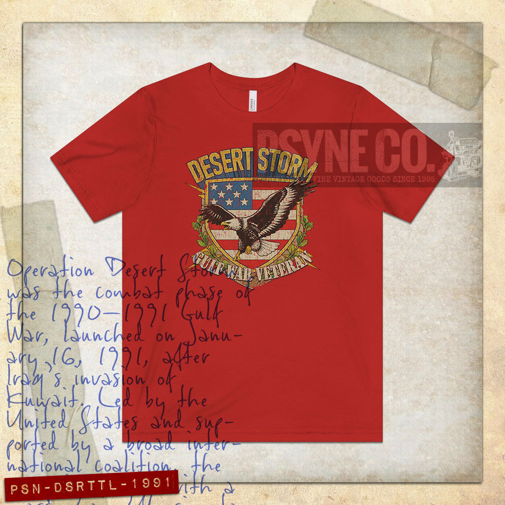 Desert Storm Gulf War Veteran Thunder & Lightning 1991 Vintage Men's T-Shirt