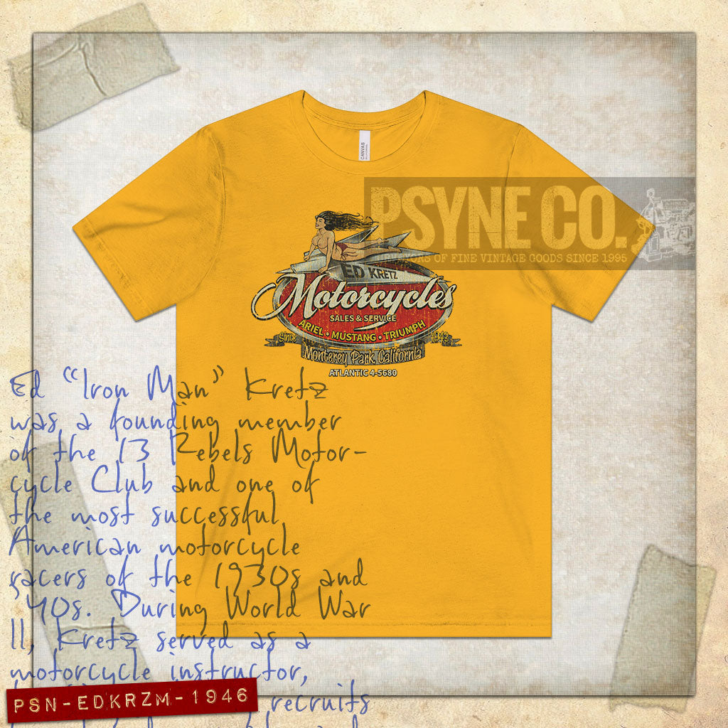 Ed Kretz Motorcycles 1946 Vintage Men's T-Shirt