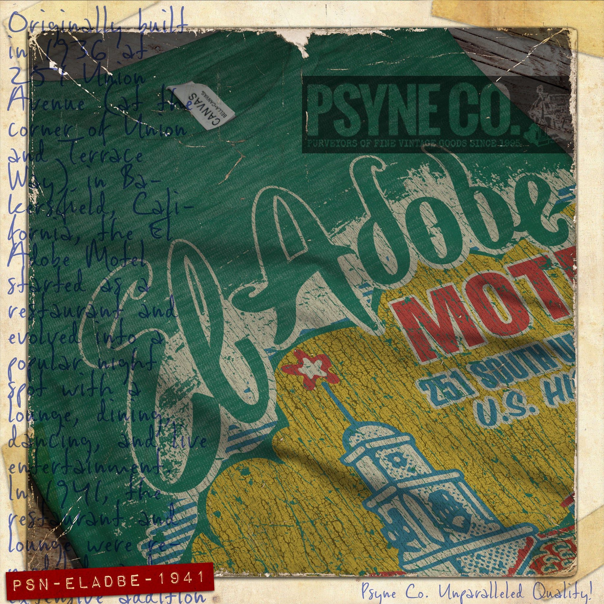 El Adobe Motel Bakersfield 1941 Vintage Men's T-Shirt