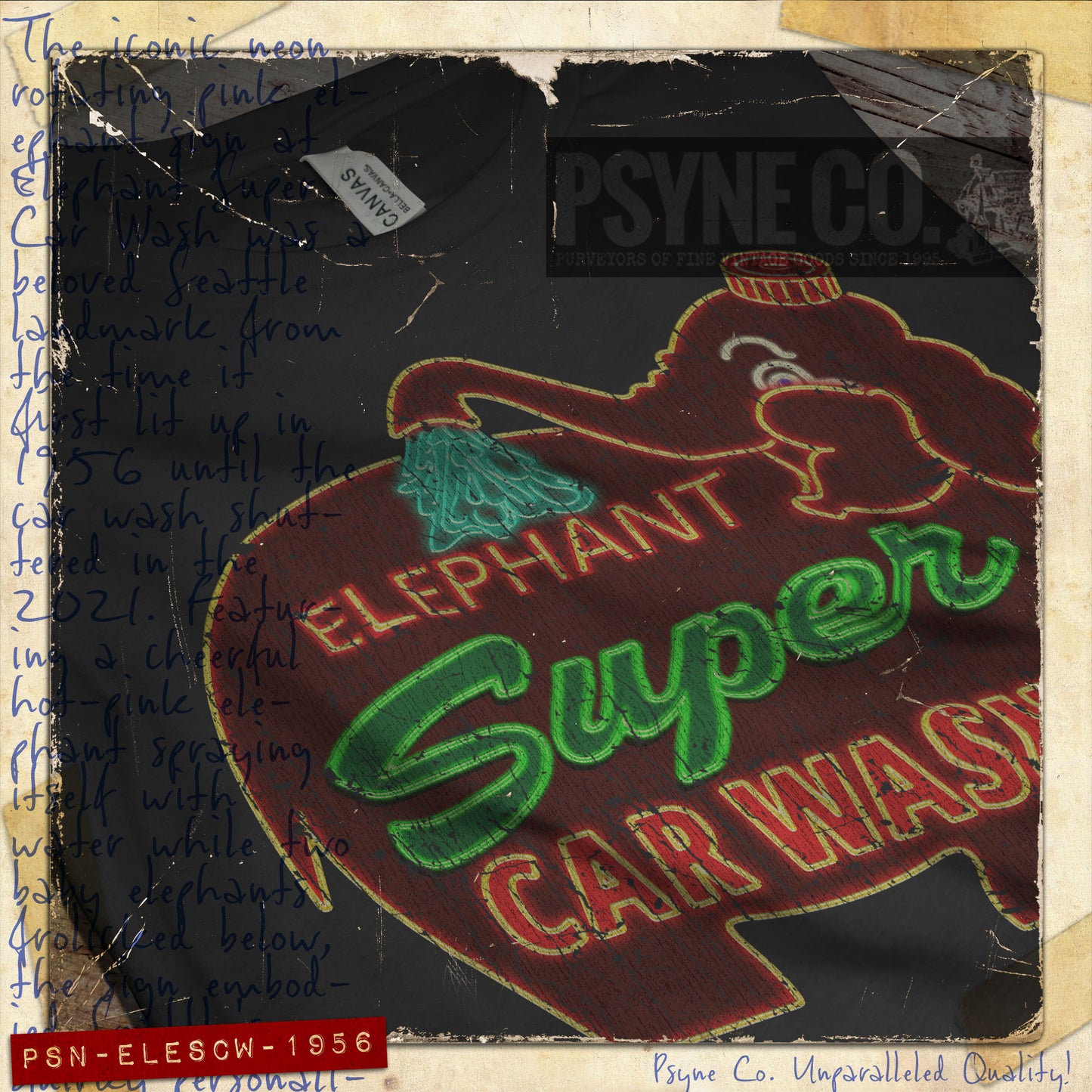 Elephant Super Car Wash 1956 Vintage Men’s T-Shirt