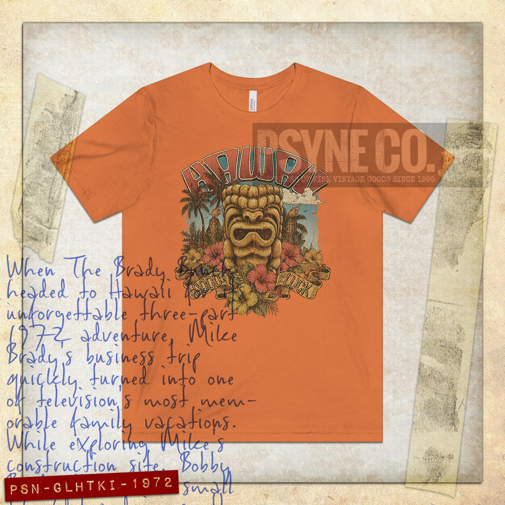 Good Luck Hawaii Tiki 1972 Vintage Men’s T-Shirt