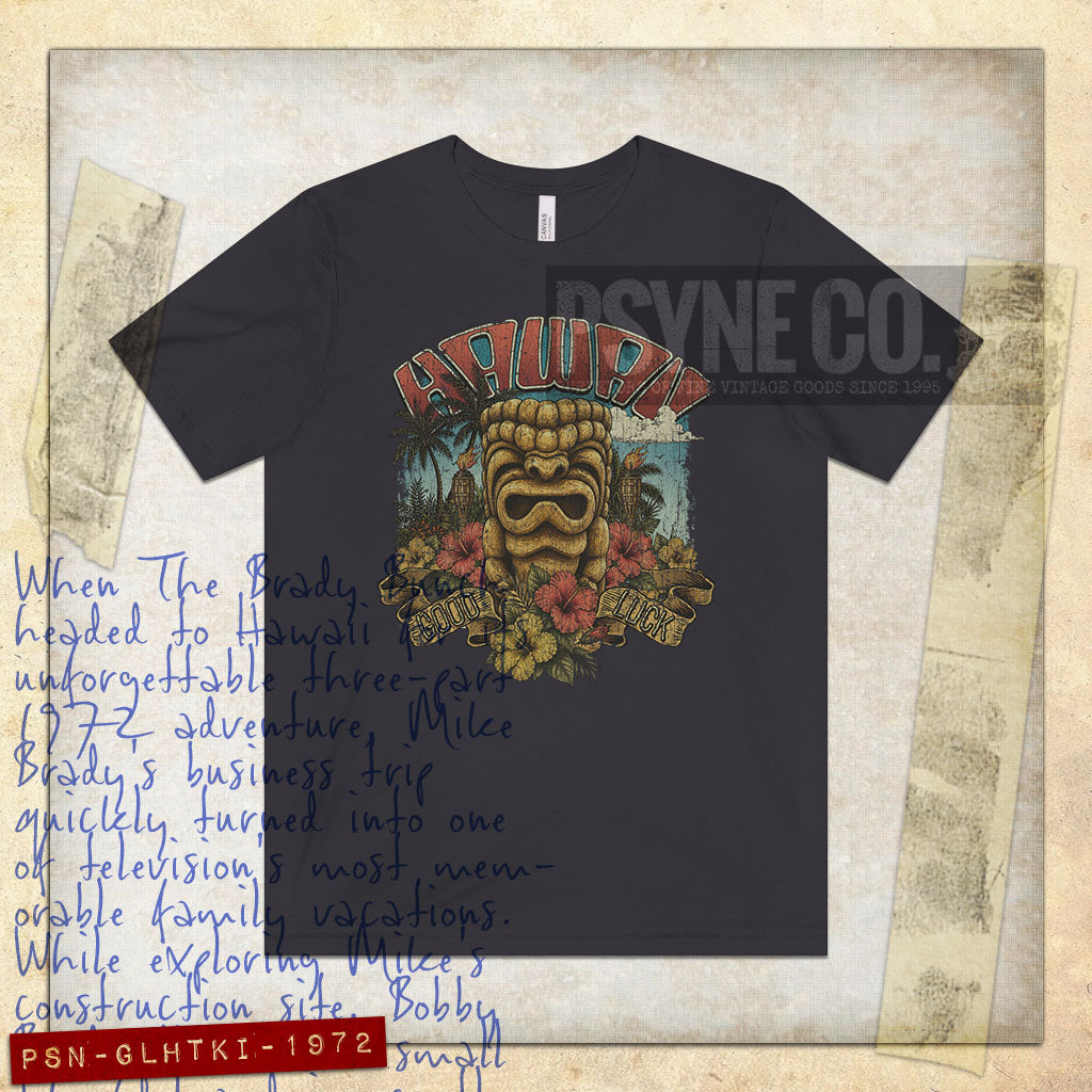 Good Luck Hawaii Tiki 1972 Vintage Men’s T-Shirt