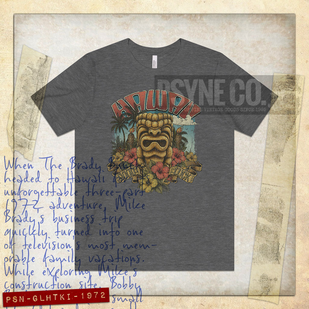 Good Luck Hawaii Tiki 1972 Vintage Men’s T-Shirt