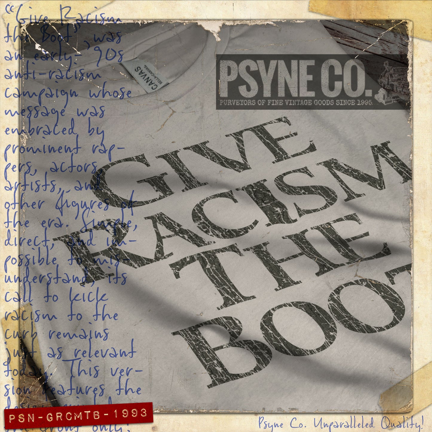 Give Racism the Boot 1993 Vintage Men's T-Shirt