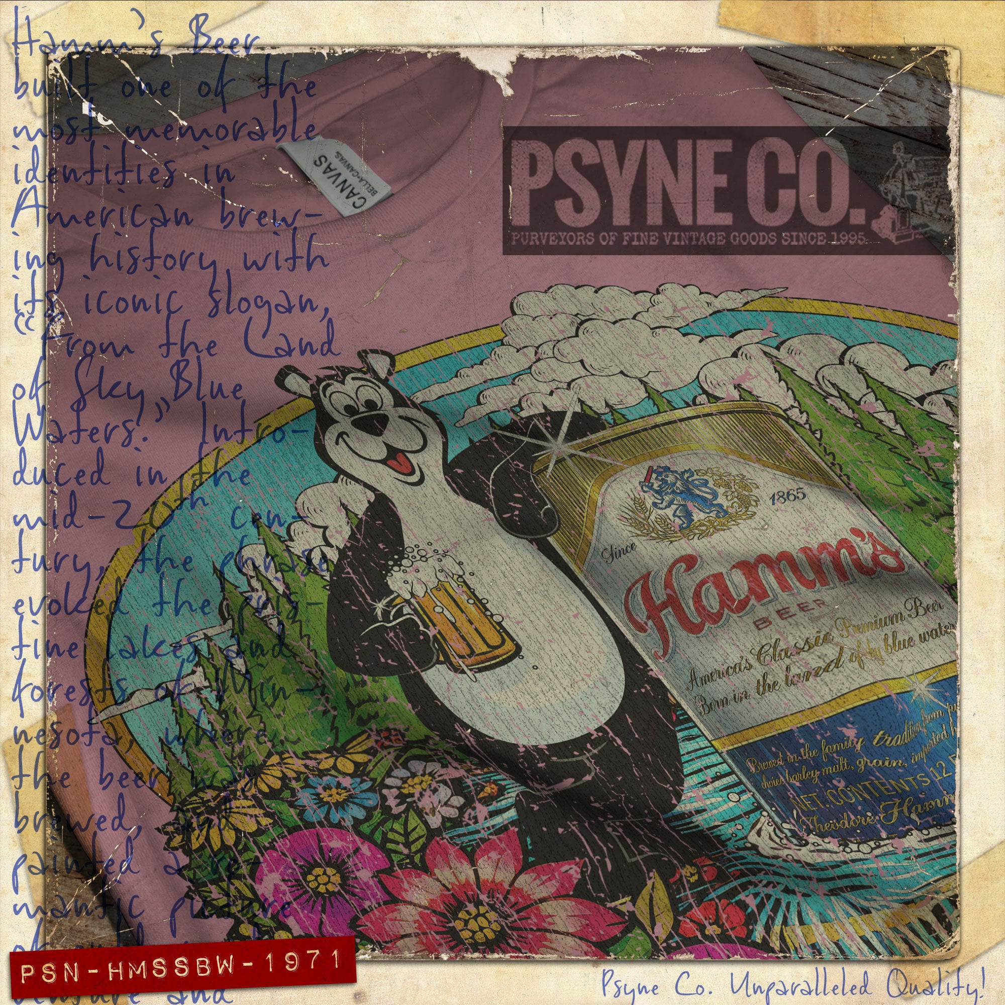 Hamm's Land of Sky Blue Waters 1971 Vintage Men's T-Shirt