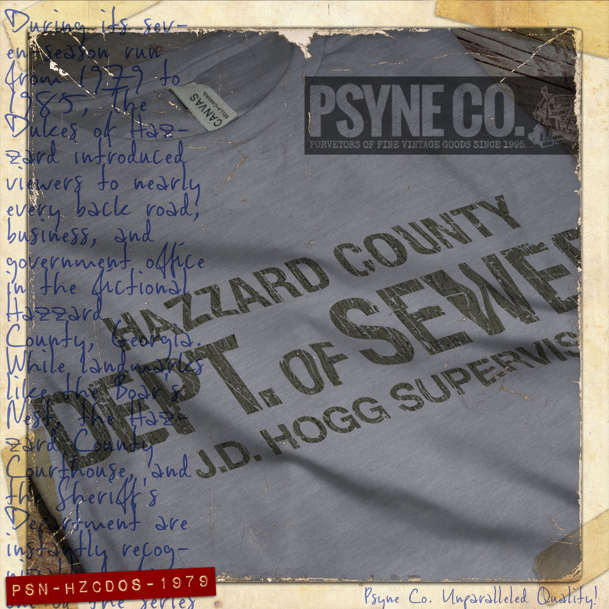 Hazzard County Dept. of Sewers 1979 Vintage Men's T-Shirt