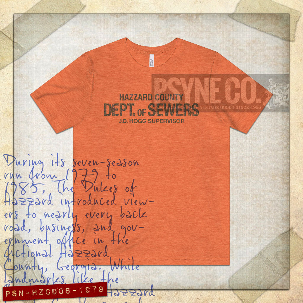 Hazzard County Dept. of Sewers 1979 Vintage Men's T-Shirt