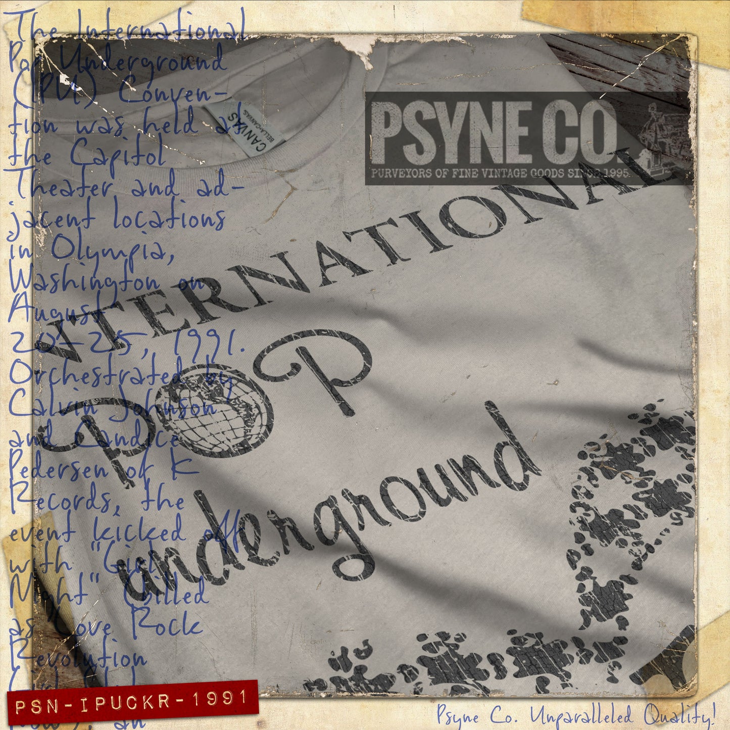 International Pop Underground Convention 1991 Vintage Men's T-Shirt