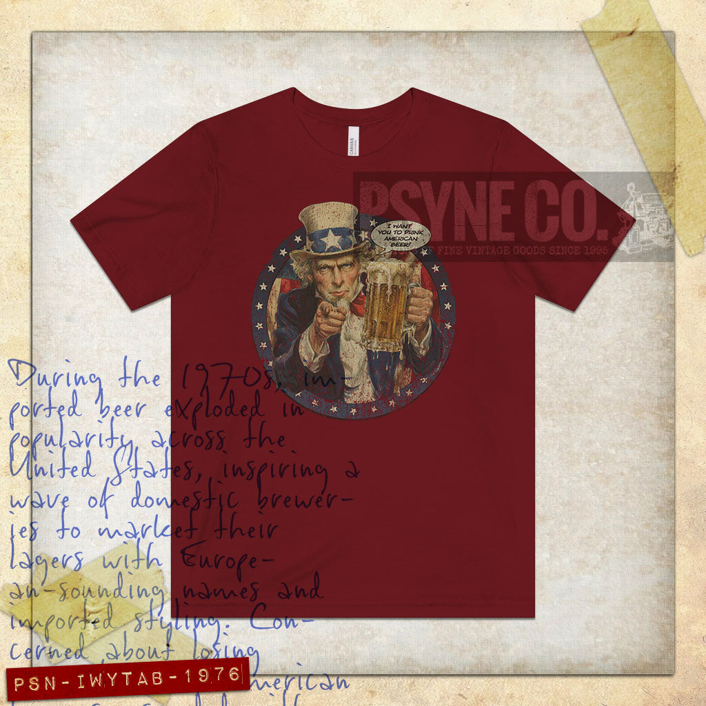 I Want You to Drink American Beer 1976 Vintage Men’s T-Shirt
