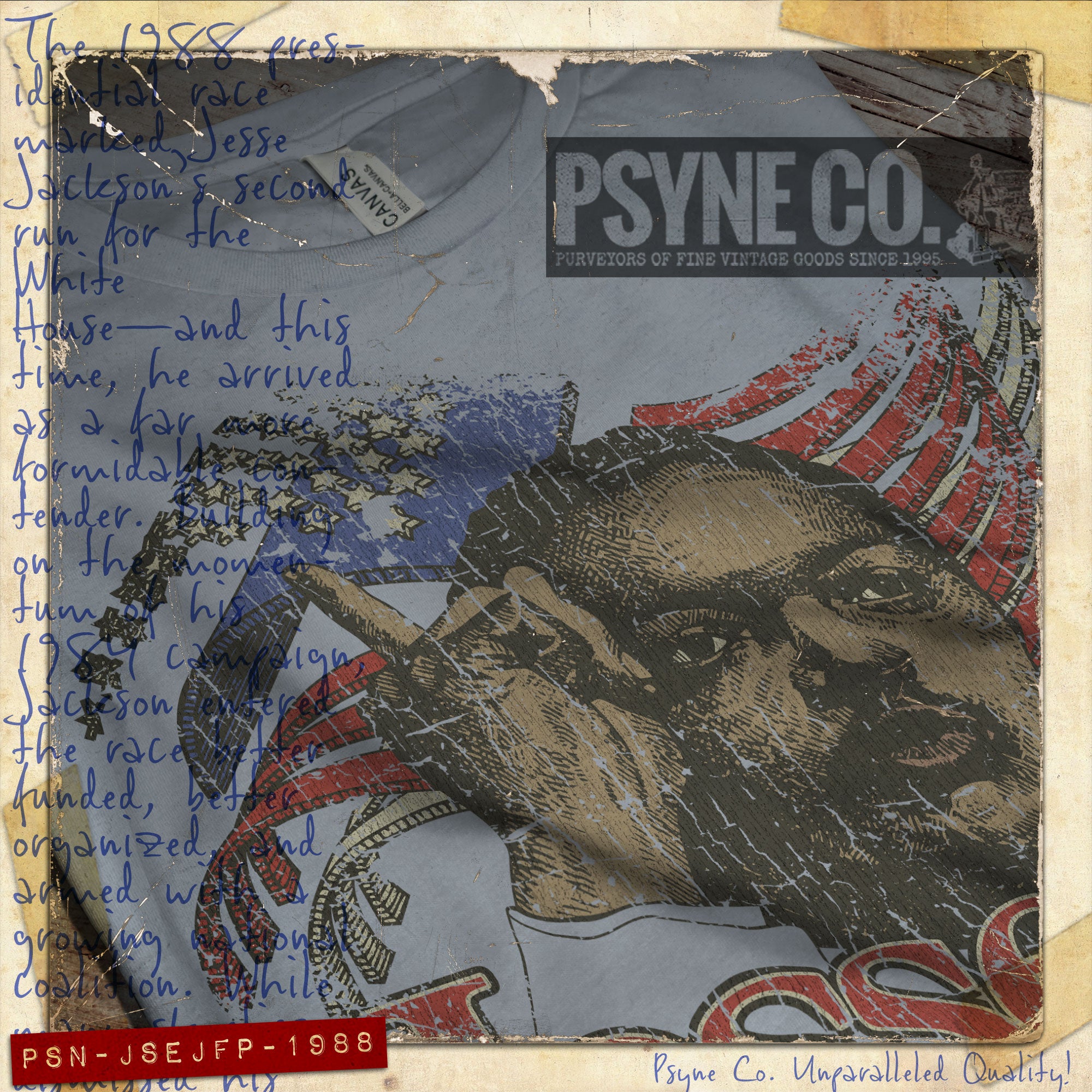 Jesse Jackson for President 1988 Vintage Men's T-Shirt