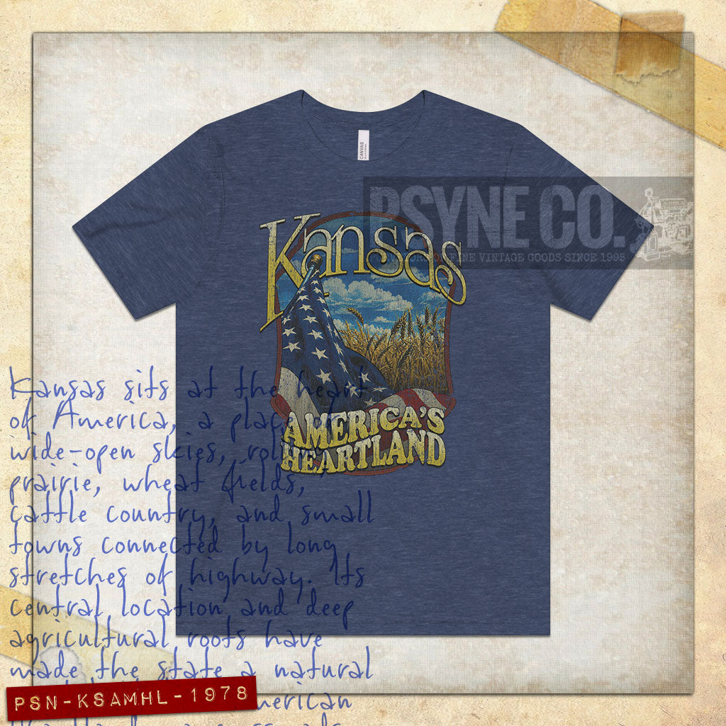 Kansas America's Heartland 1978 Vintage Men's T-Shirt