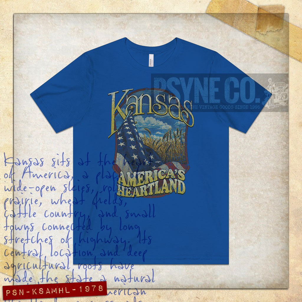 Kansas America's Heartland 1978 Vintage Men's T-Shirt