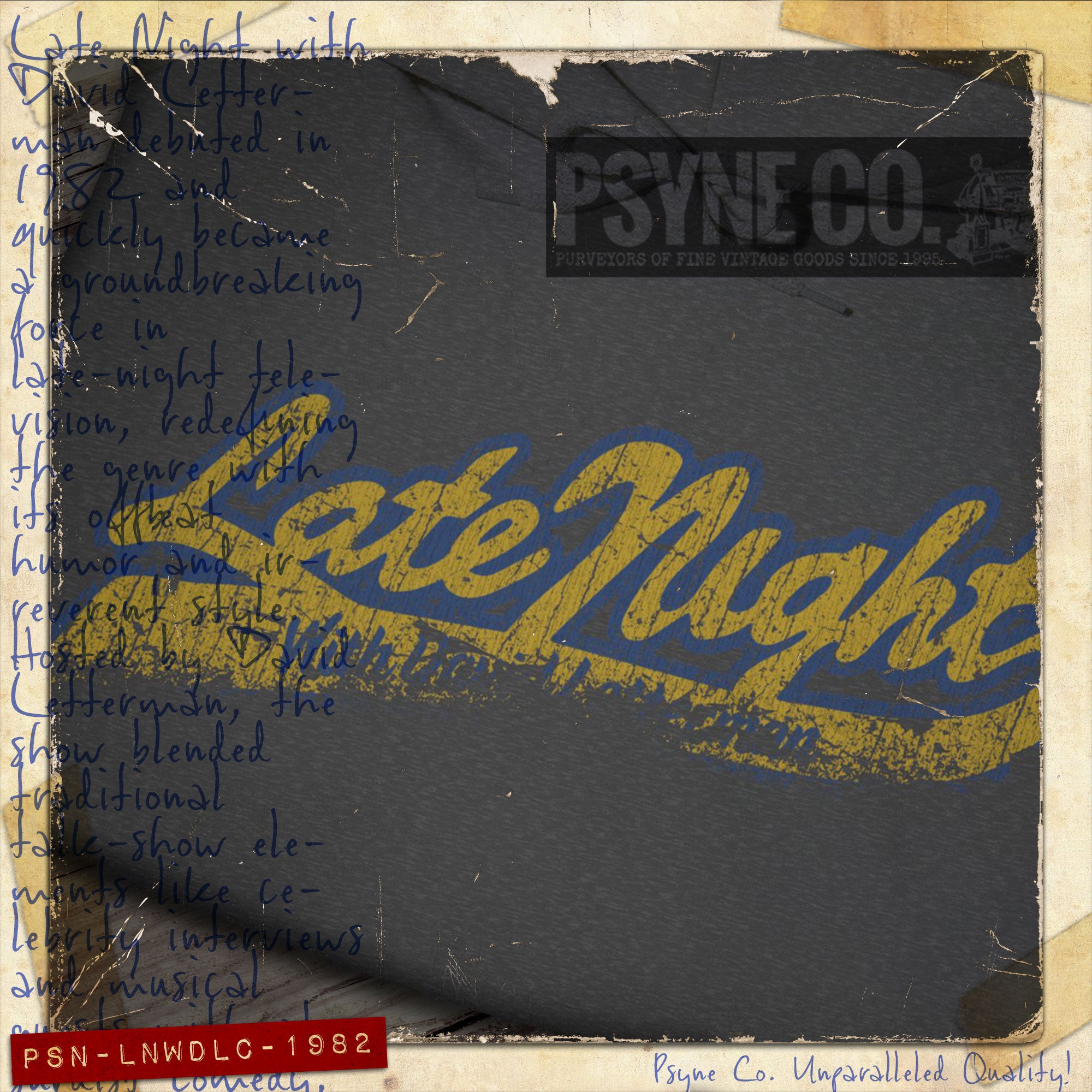 Late Night with David Letterman 1982 Vintage Men's Hoodie