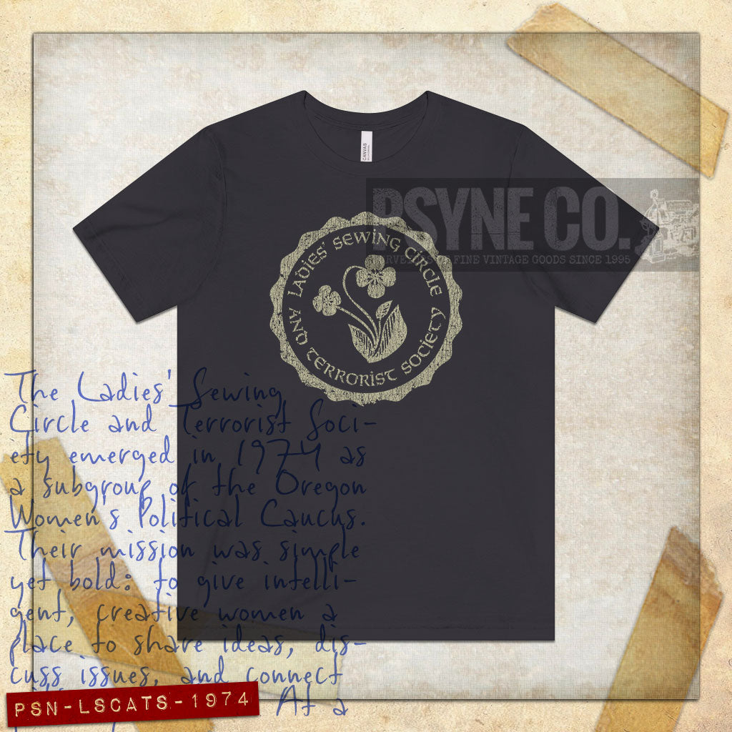 Ladies Sewing Circle and Terrorist Society 1974 Vintage Men’s T-Shirt