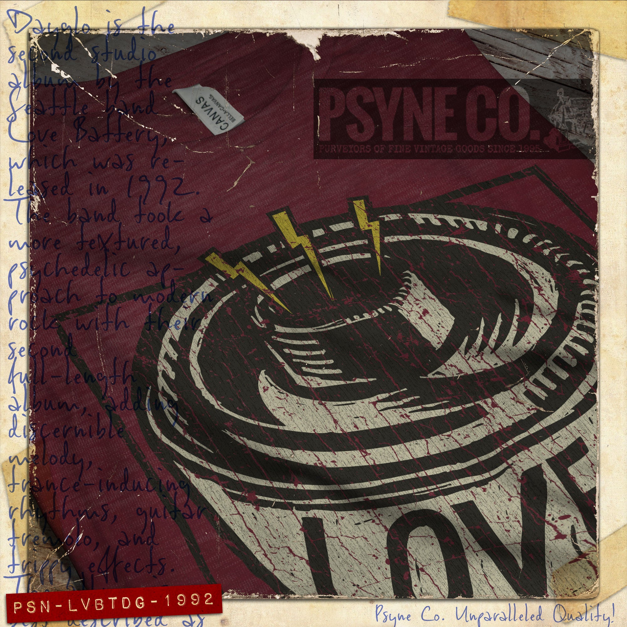 Love Battery Dayglo 1992 Vintage Men's T-Shirt