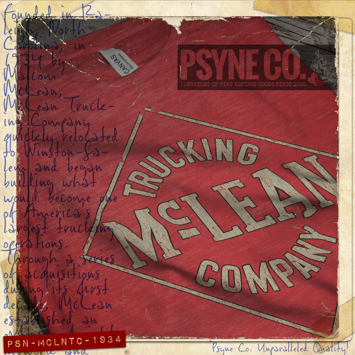 PSN-MCLNTC-1934	McLean Trucking Company 1934 Vintage Men's T-Shirt