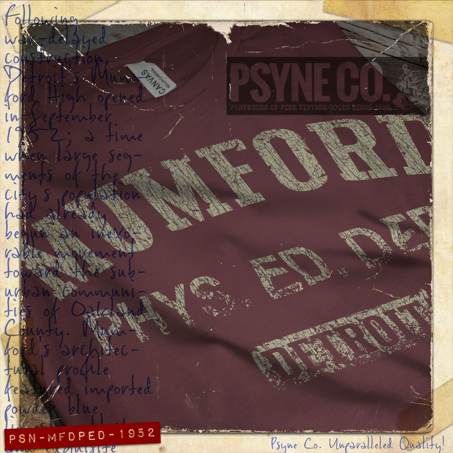 Mumford Phys. Ed. Dept. Detroit 1952 Vintage Men's T-Shirt