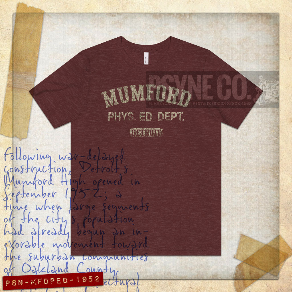 Mumford Phys. Ed. Dept. Detroit 1952 Vintage Men's T-Shirt