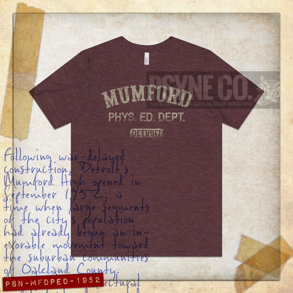 Mumford Phys. Ed. Dept. Detroit 1952 Vintage Men's T-Shirt