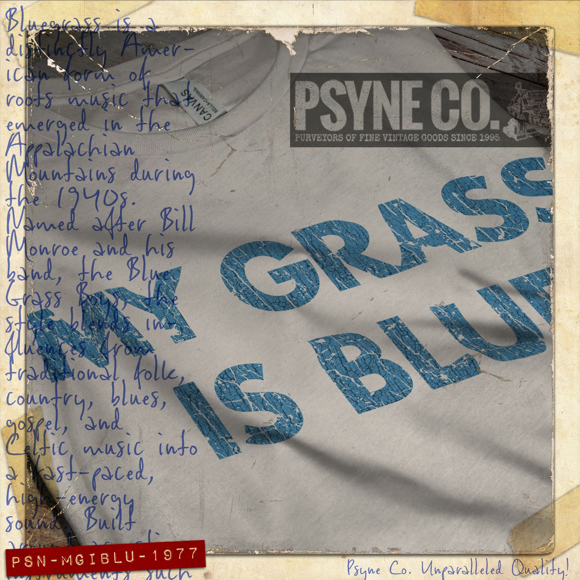 My Grass is Blue 1977 Vintage Men's T-Shirt