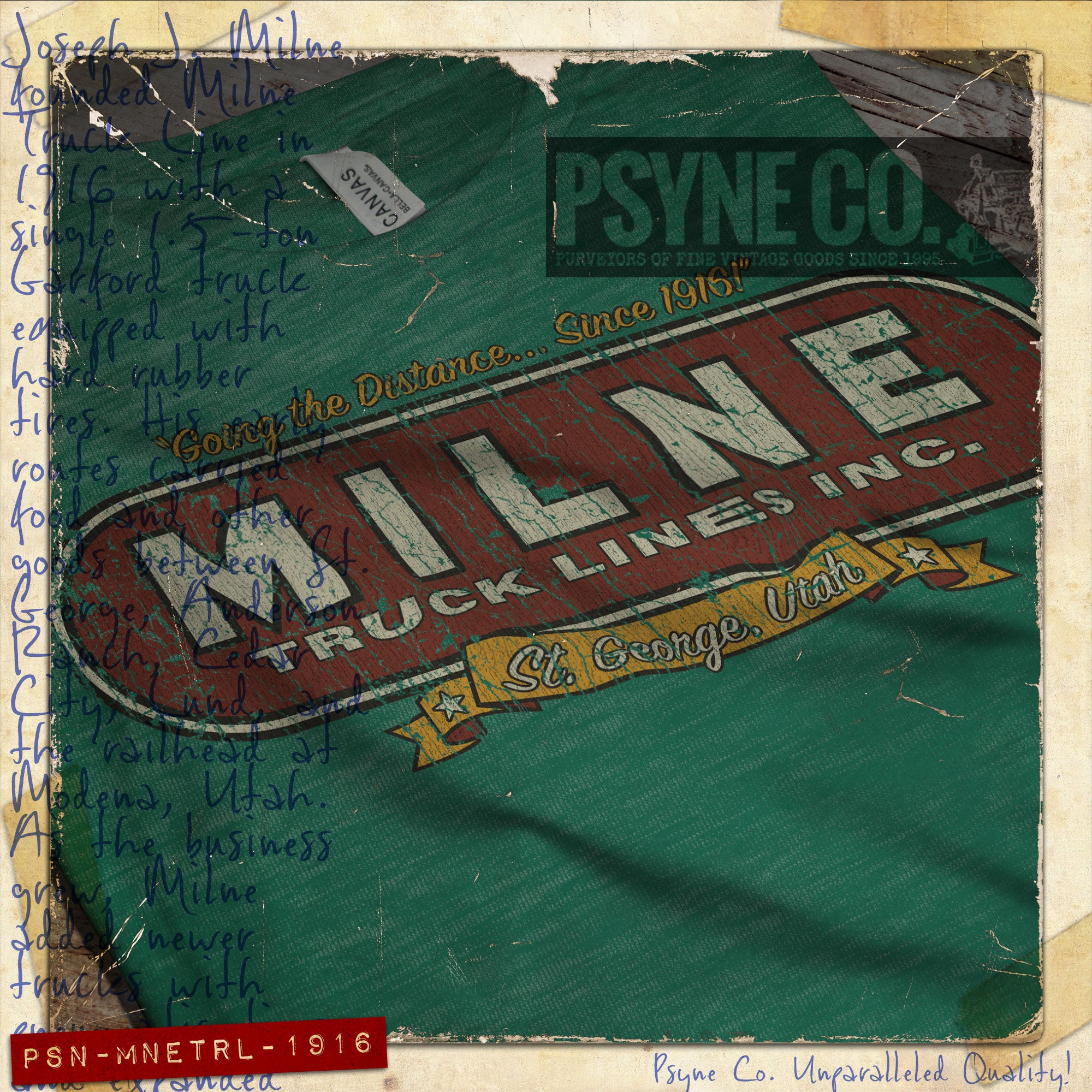 Milne Truck Lines 1916 Vintage Men's T-Shirt