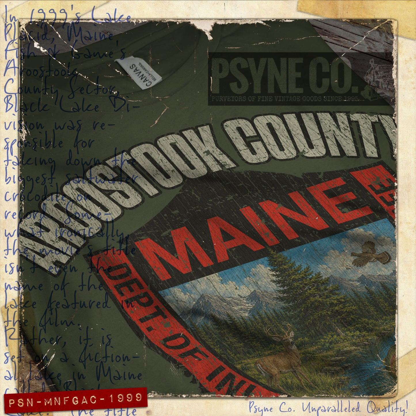 Maine Fish & Game Aroostook County 1999 Vintage Men's T-Shirt