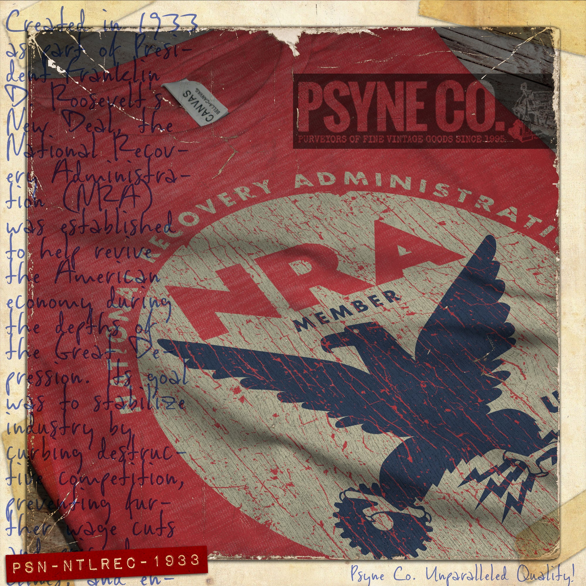 National Recovery Administration 1933 Vintage Men's T-Shirt