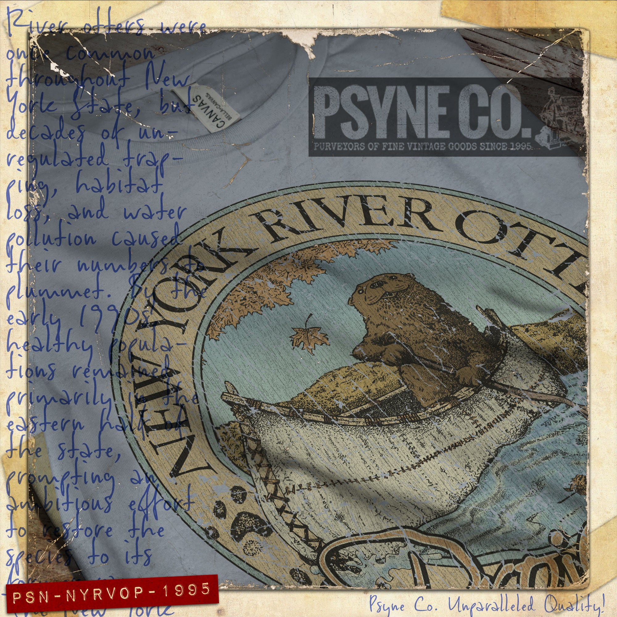 New York River Otter Project 1995 Vintage Men's T-Shirt