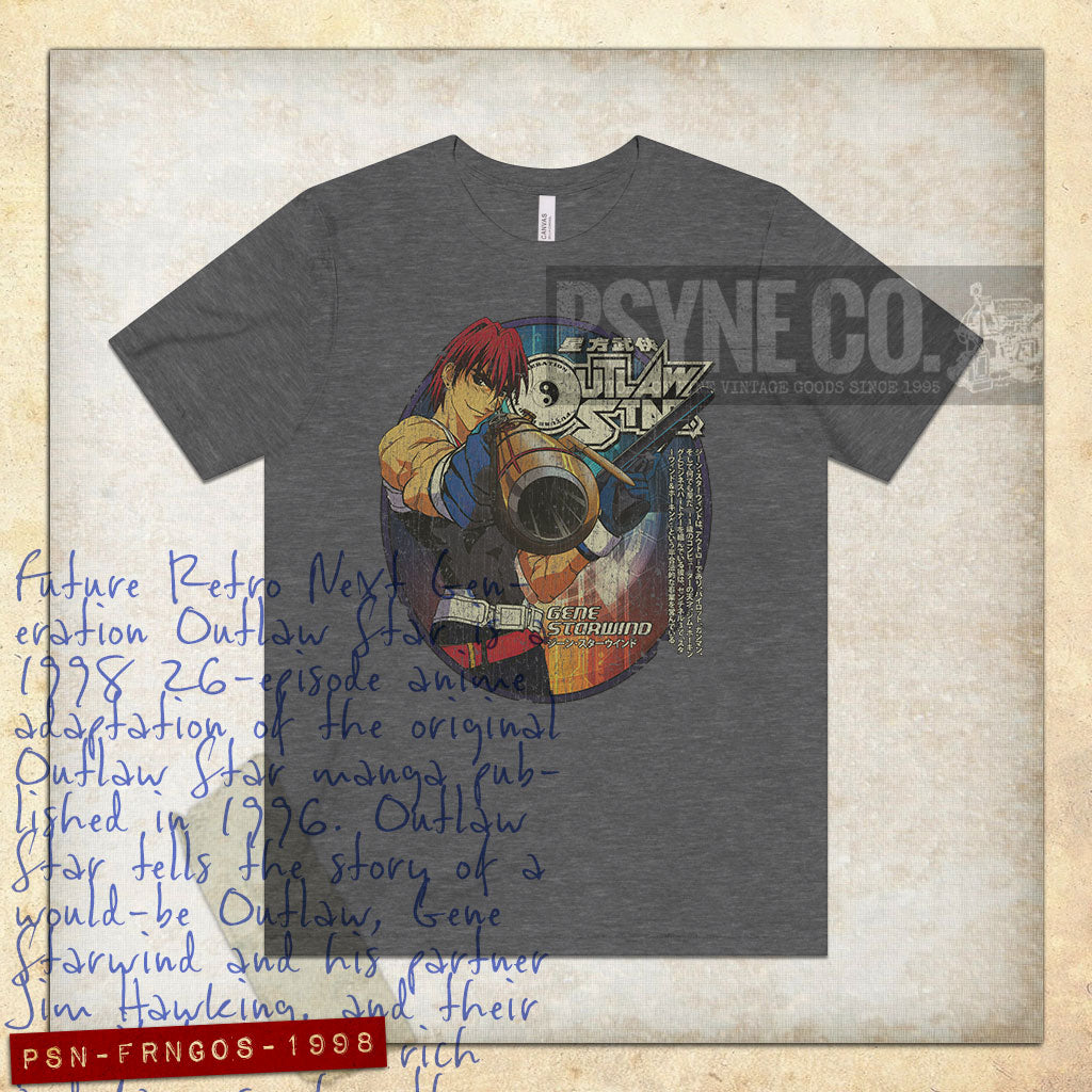Future Retro Next Generation Outlaw Star Gene Starwind 1998 Vintage Men's T-Shirt