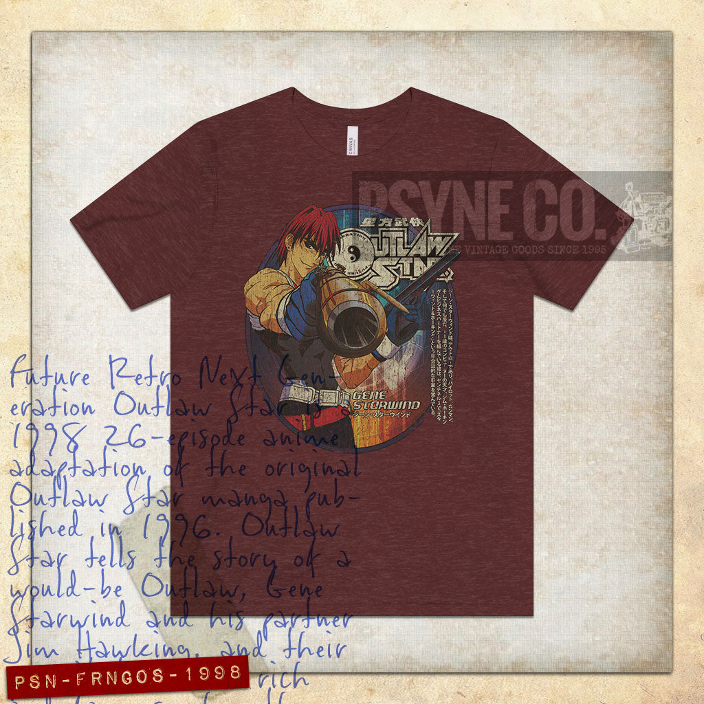 Future Retro Next Generation Outlaw Star Gene Starwind 1998 Vintage Men's T-Shirt