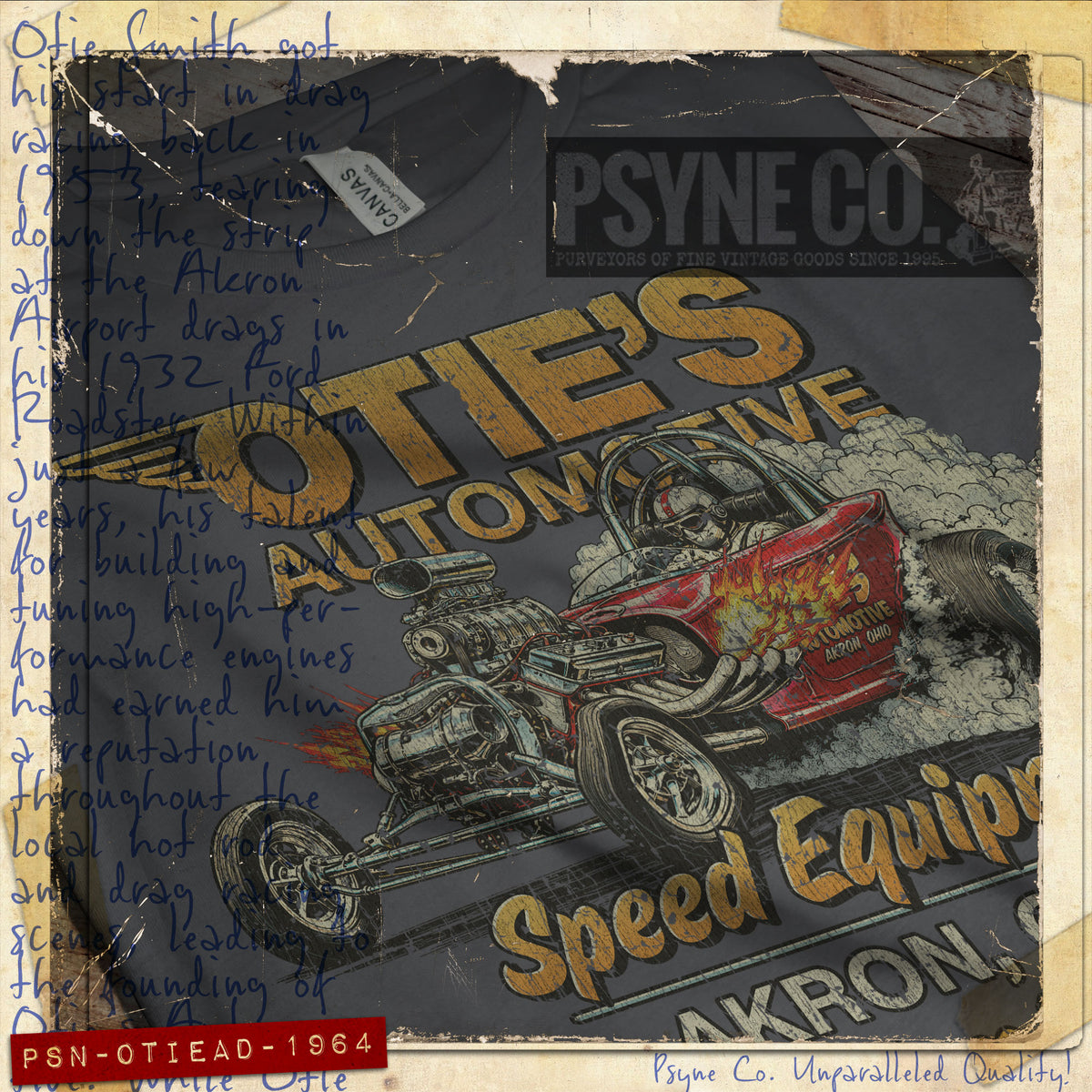 Otie's Automotive Dragmaster 1964 Vintage Men's T-Shirt