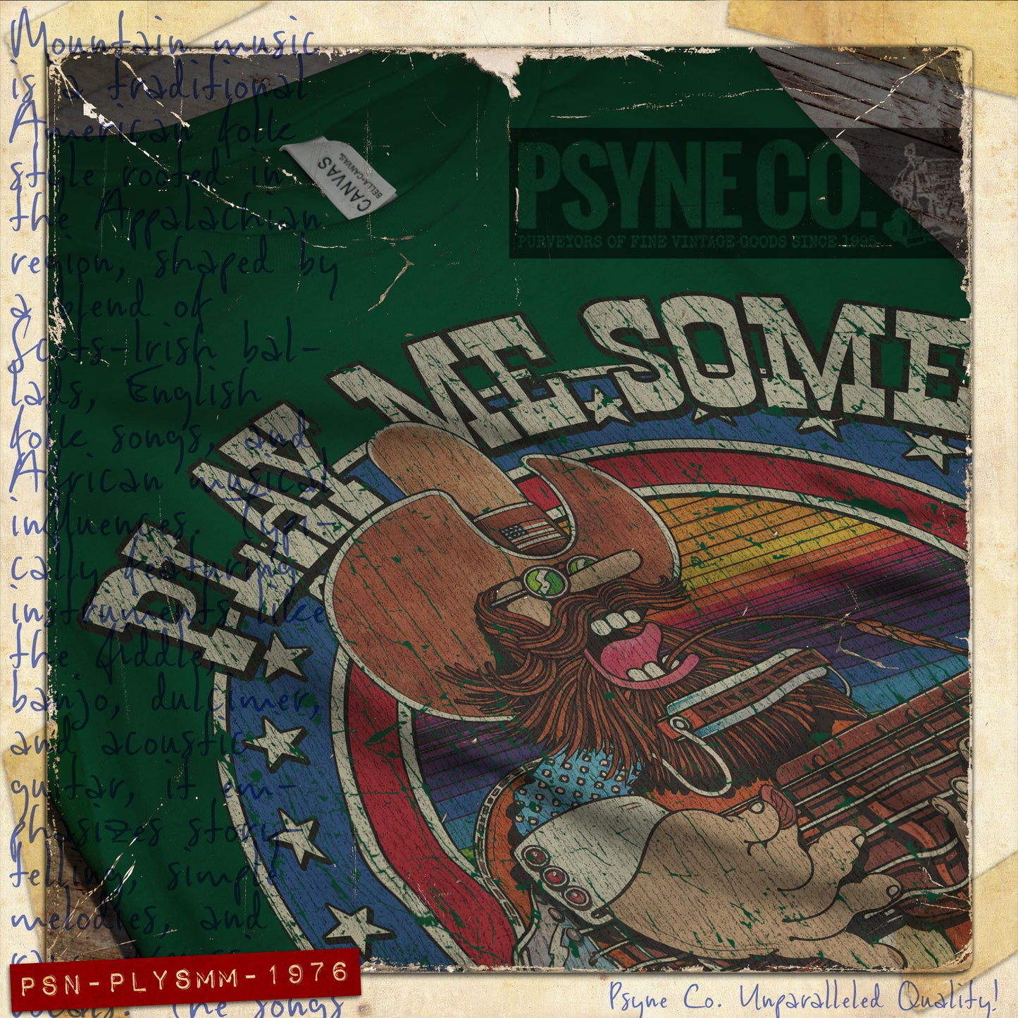 Play Me Some Mountain Music 1976 Vintage Men's T-Shirt