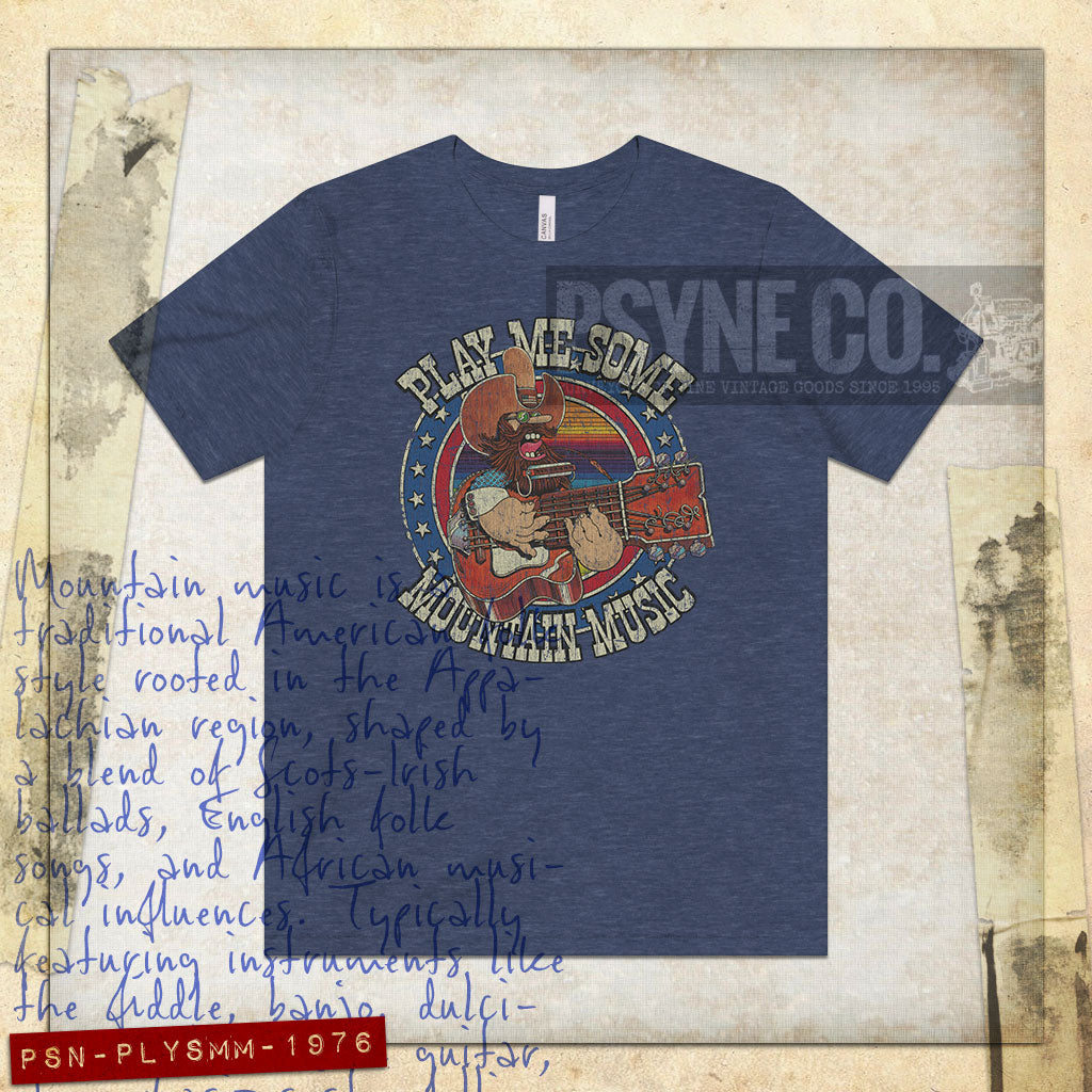 Play Me Some Mountain Music 1976 Vintage Men's T-Shirt