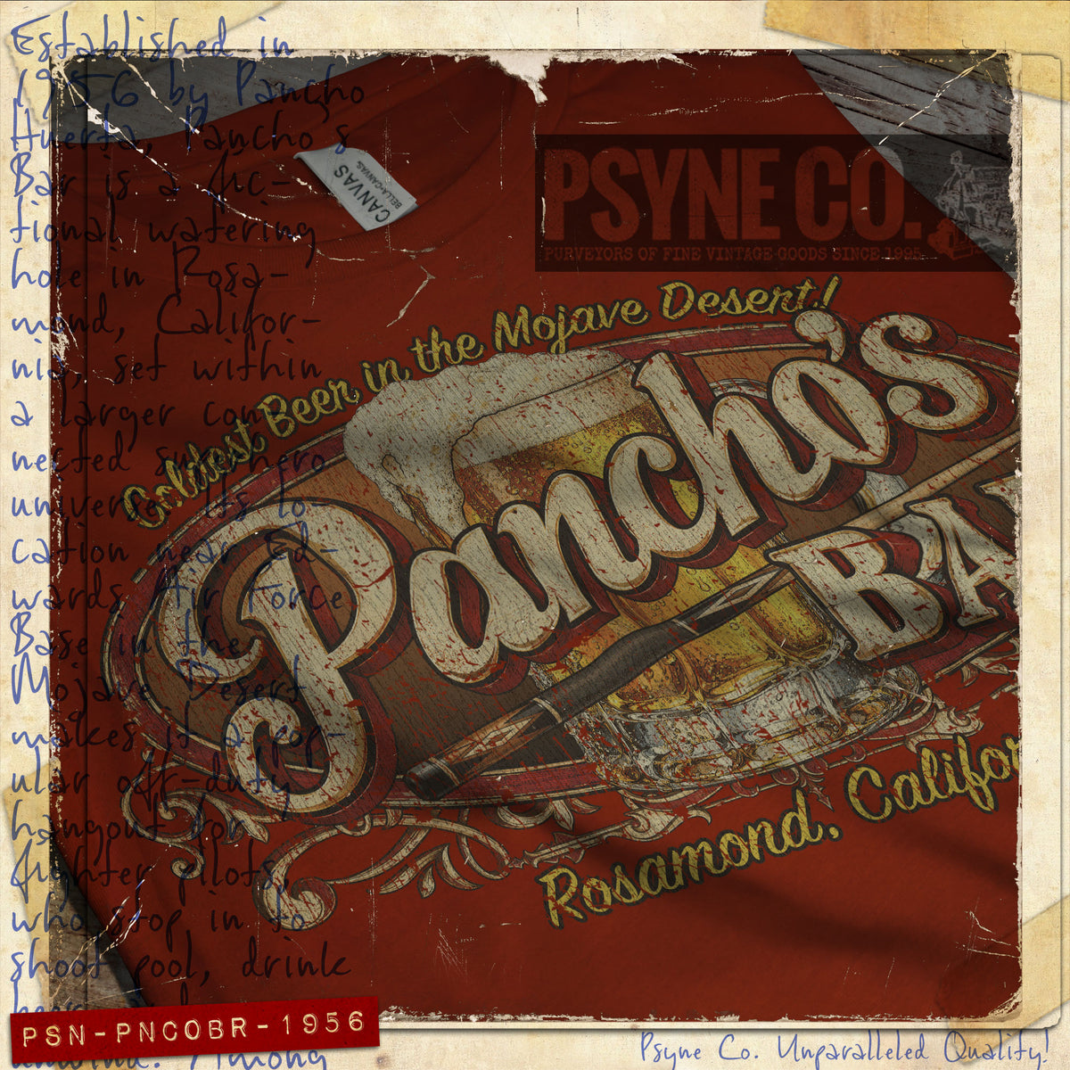 Pancho's Bar Rosamond 1956 Vintage Men's T-Shirt