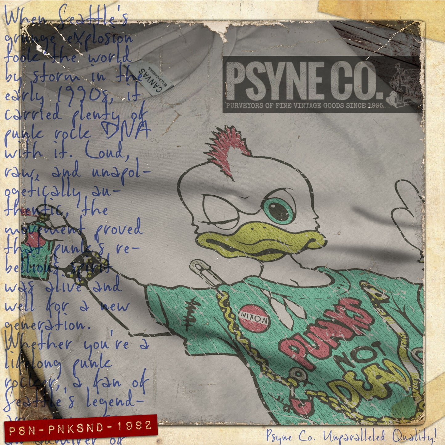 Punks Not Dead Duck 1992 Vintage Men's T-Shirt
