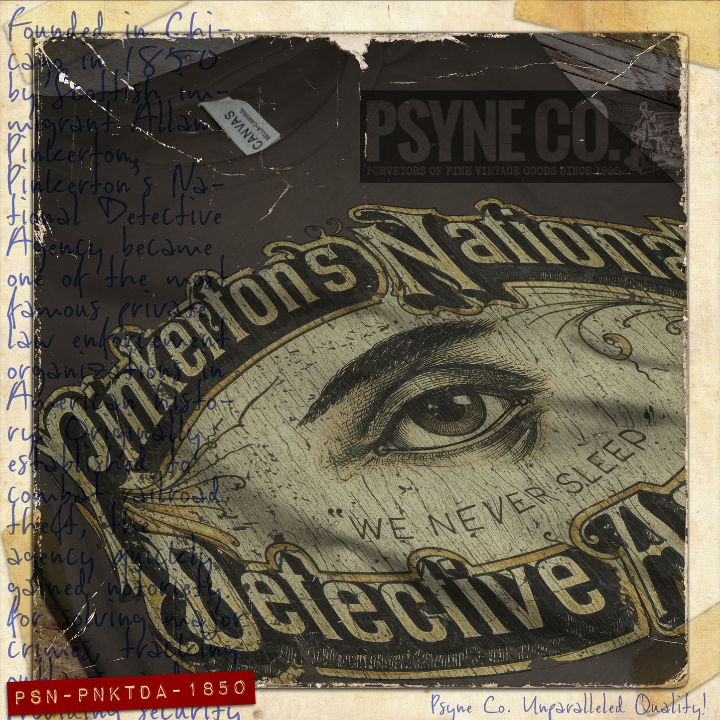 Pinkerton's National Detective Agency 1850 Vintage Men's T-Shirt