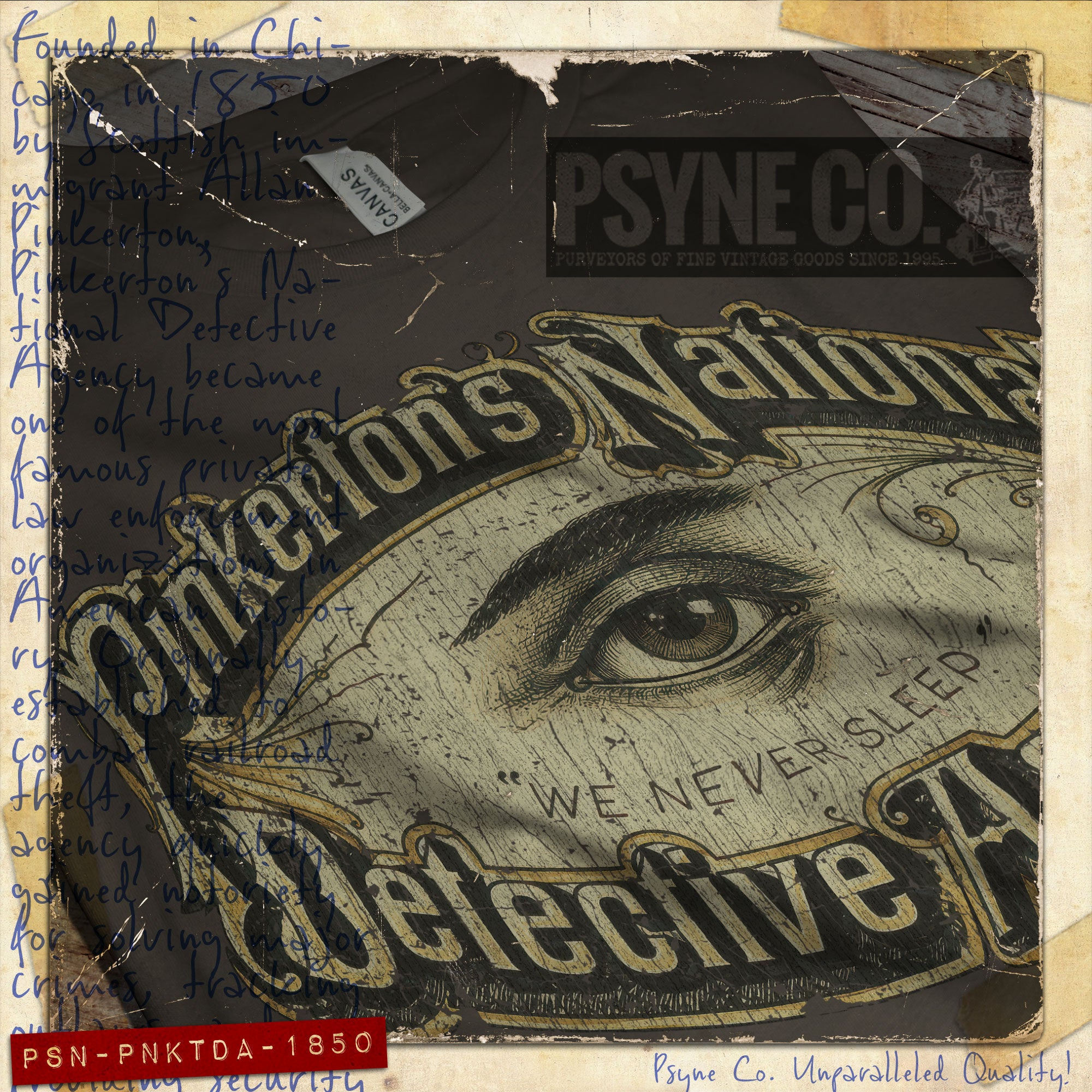 Pinkerton's National Detective Agency 1850 Vintage Men's T-Shirt