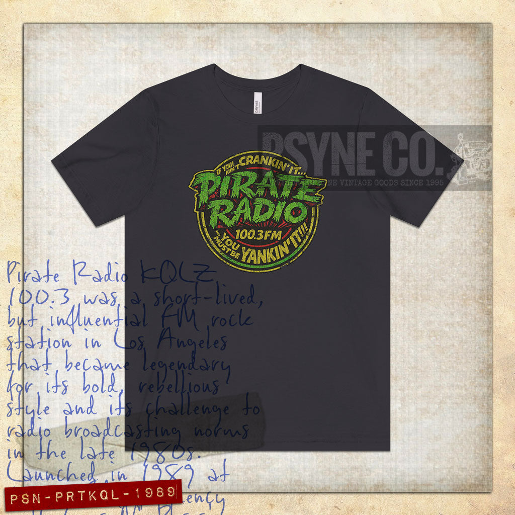 Pirate Radio KQLZ 100.3 FM Crankin' & Yankin' 1989 Vintage Men's T-Shirt