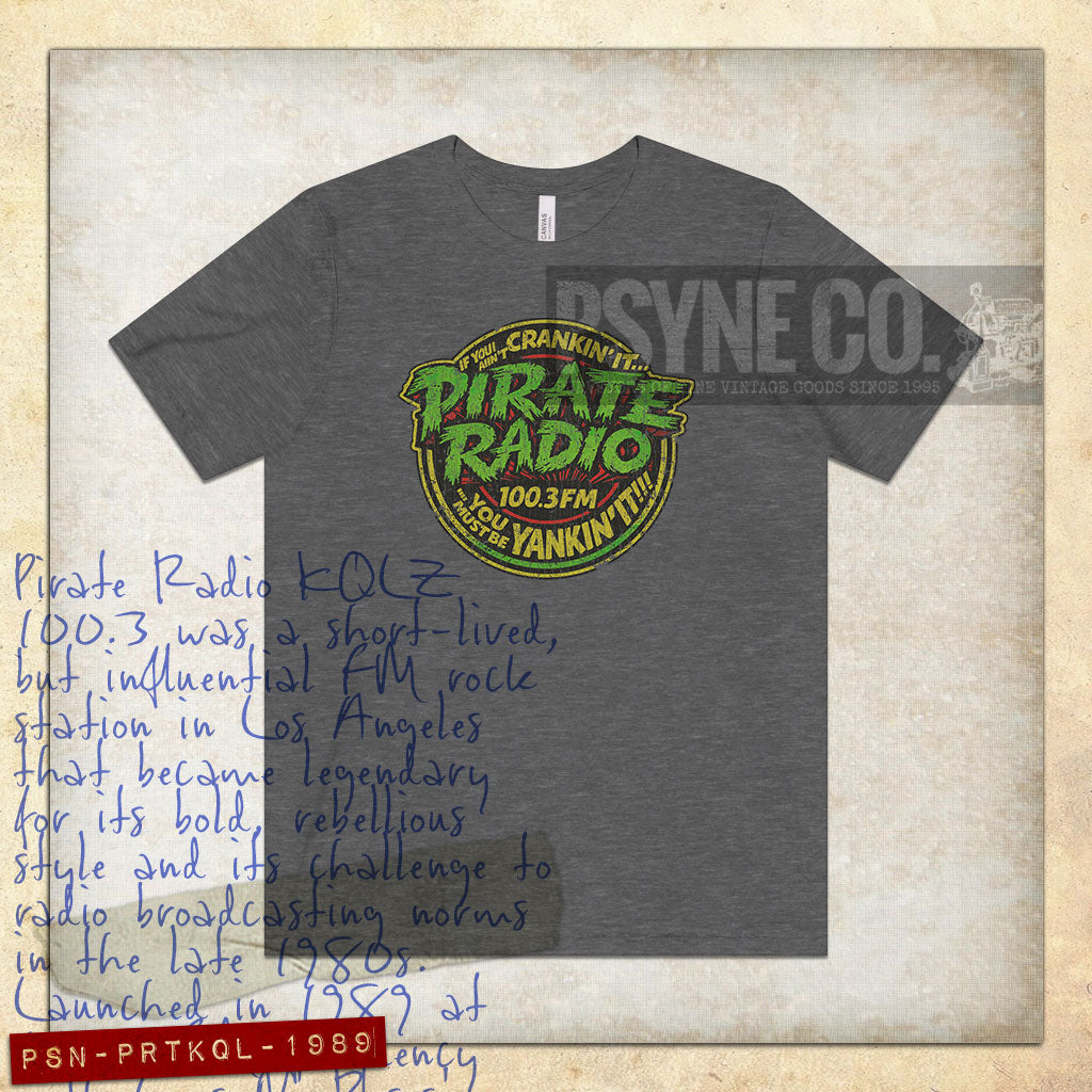 Pirate Radio KQLZ 100.3 FM Crankin' & Yankin' 1989 Vintage Men's T-Shirt