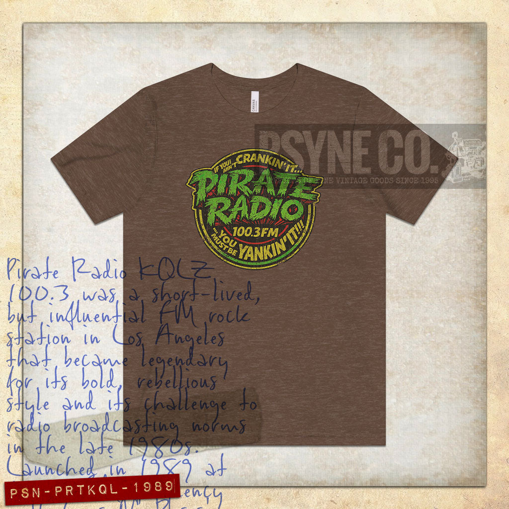 Pirate Radio KQLZ 100.3 FM Crankin' & Yankin' 1989 Vintage Men's T-Shirt