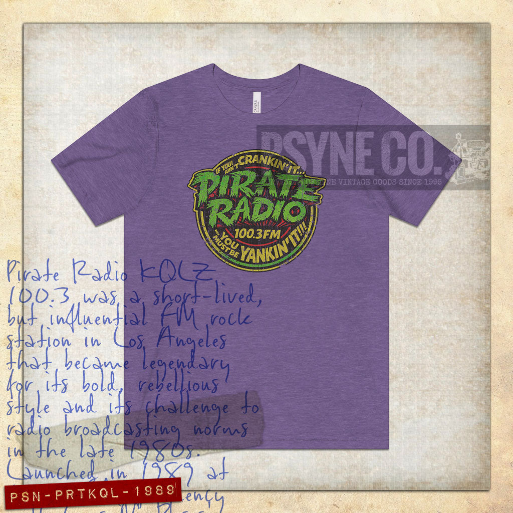 Pirate Radio KQLZ 100.3 FM Crankin' & Yankin' 1989 Vintage Men's T-Shirt