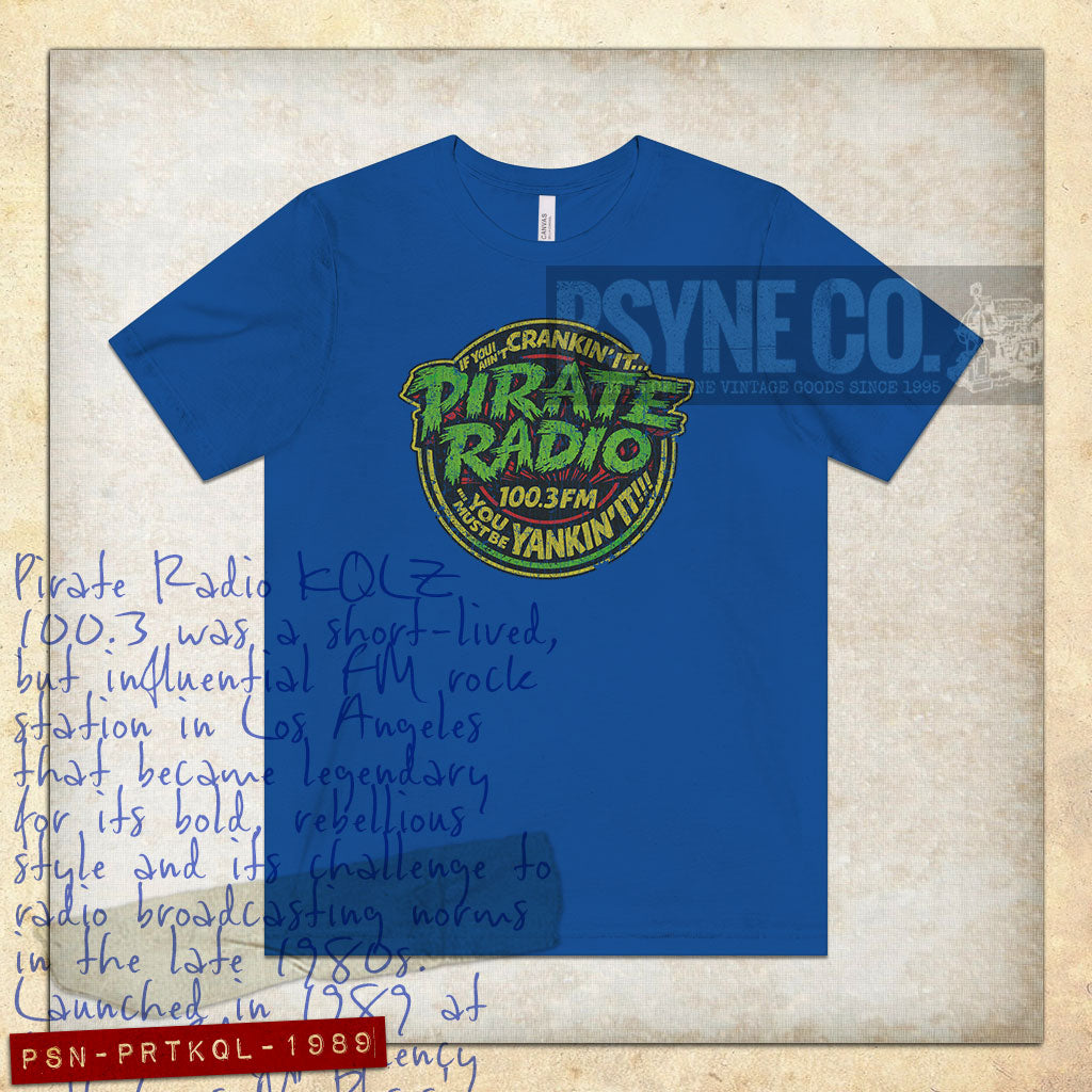 Pirate Radio KQLZ 100.3 FM Crankin' & Yankin' 1989 Vintage Men's T-Shirt