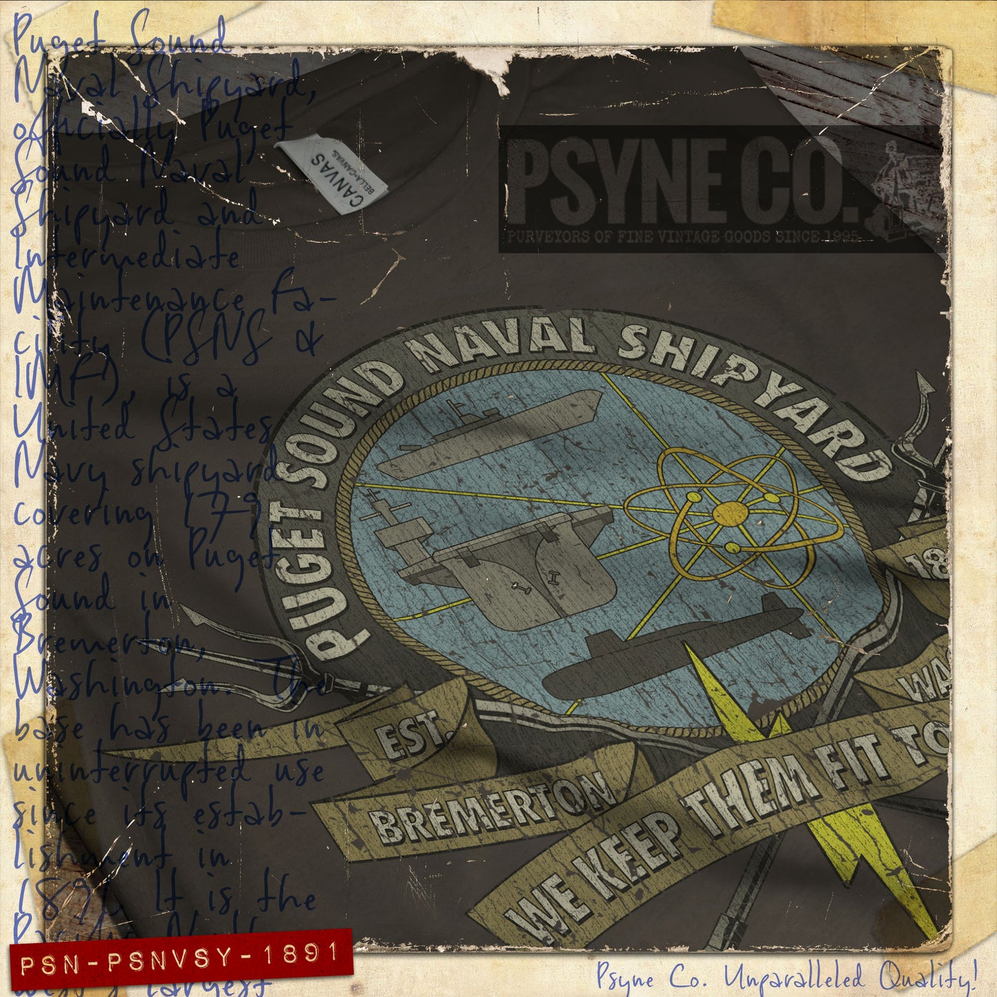 Puget Sound Naval Shipyard 1891 Vintage Men's T-Shirt