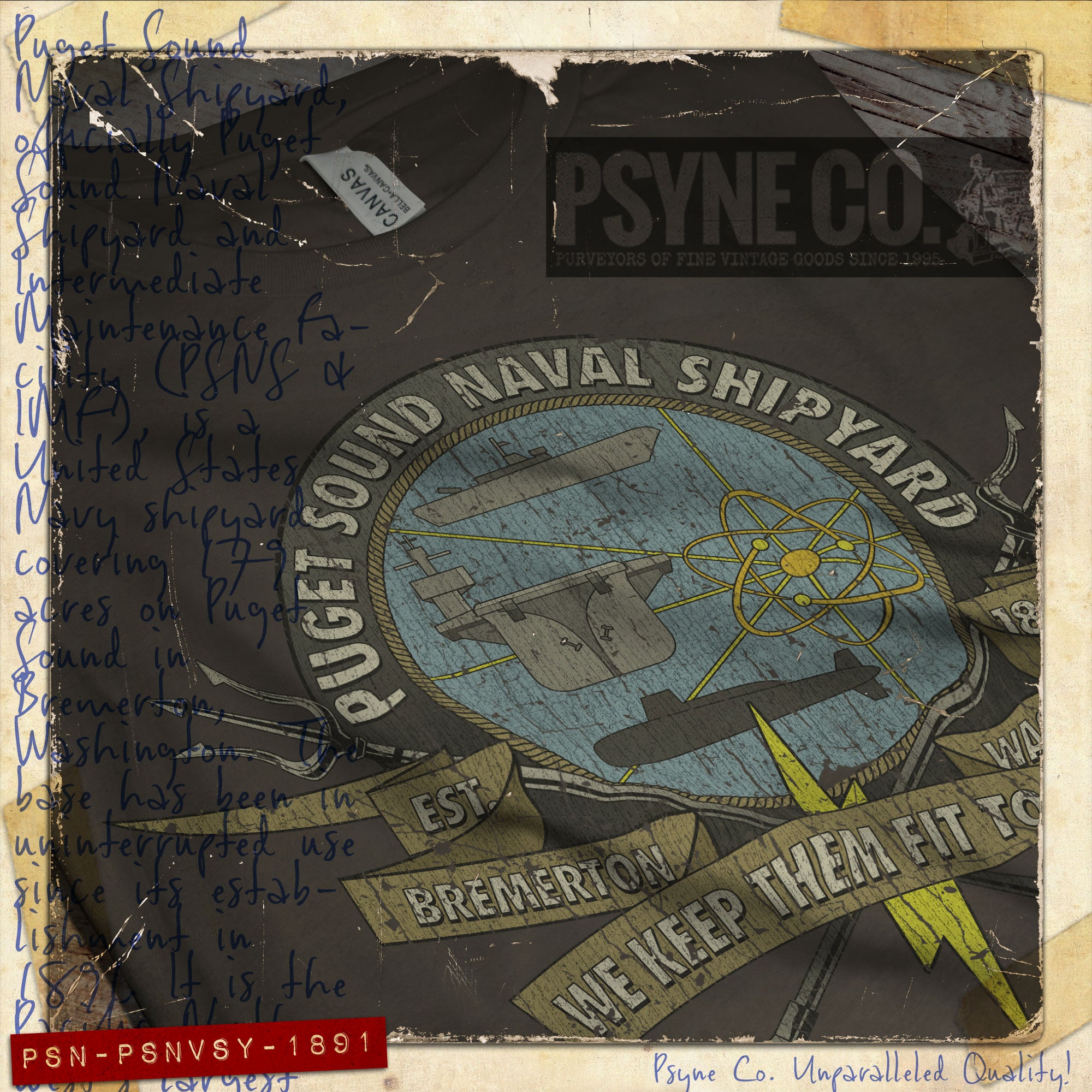 Puget Sound Naval Shipyard 1891 Vintage Men's T-Shirt