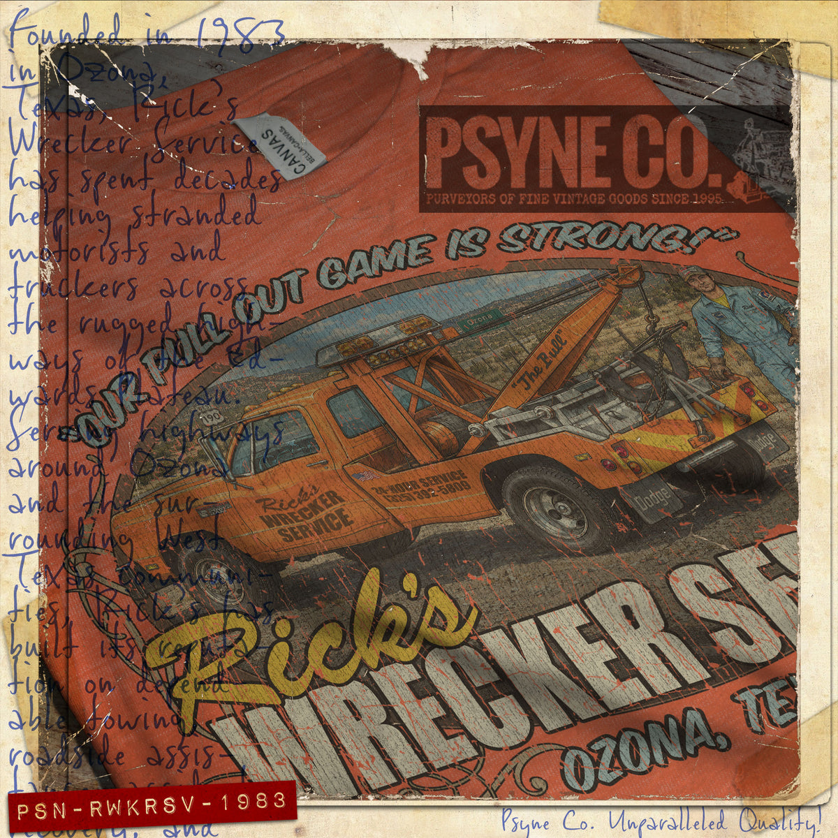 Rick's Wrecker Service 1983 Vintage Men's T-Shirt