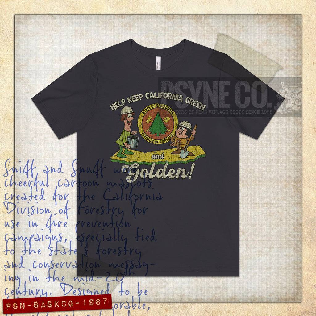 Sniff and Snuff Keep California Green & Golden 1967 Vintage Men's T-Shirt