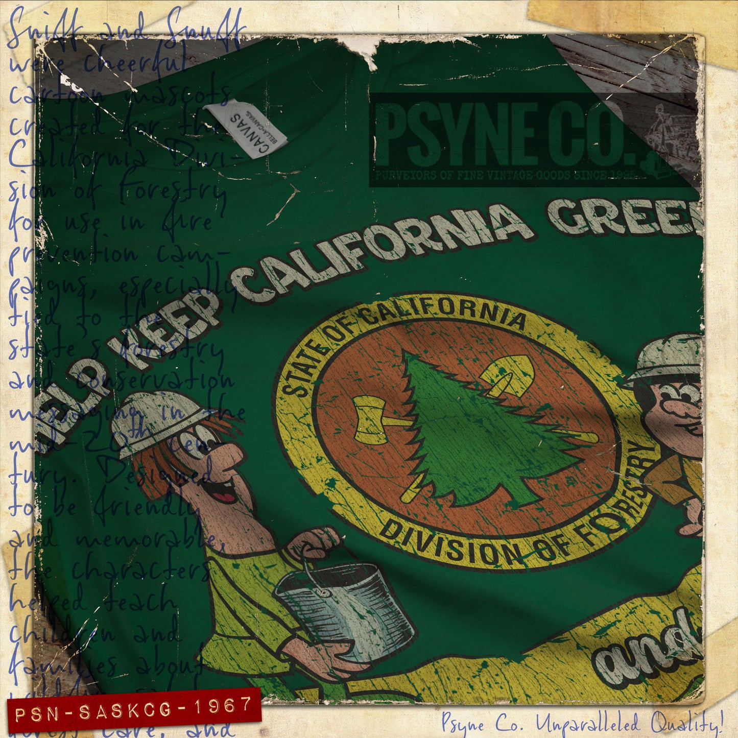 Sniff and Snuff Keep California Green & Golden 1967 Vintage Men's T-Shirt