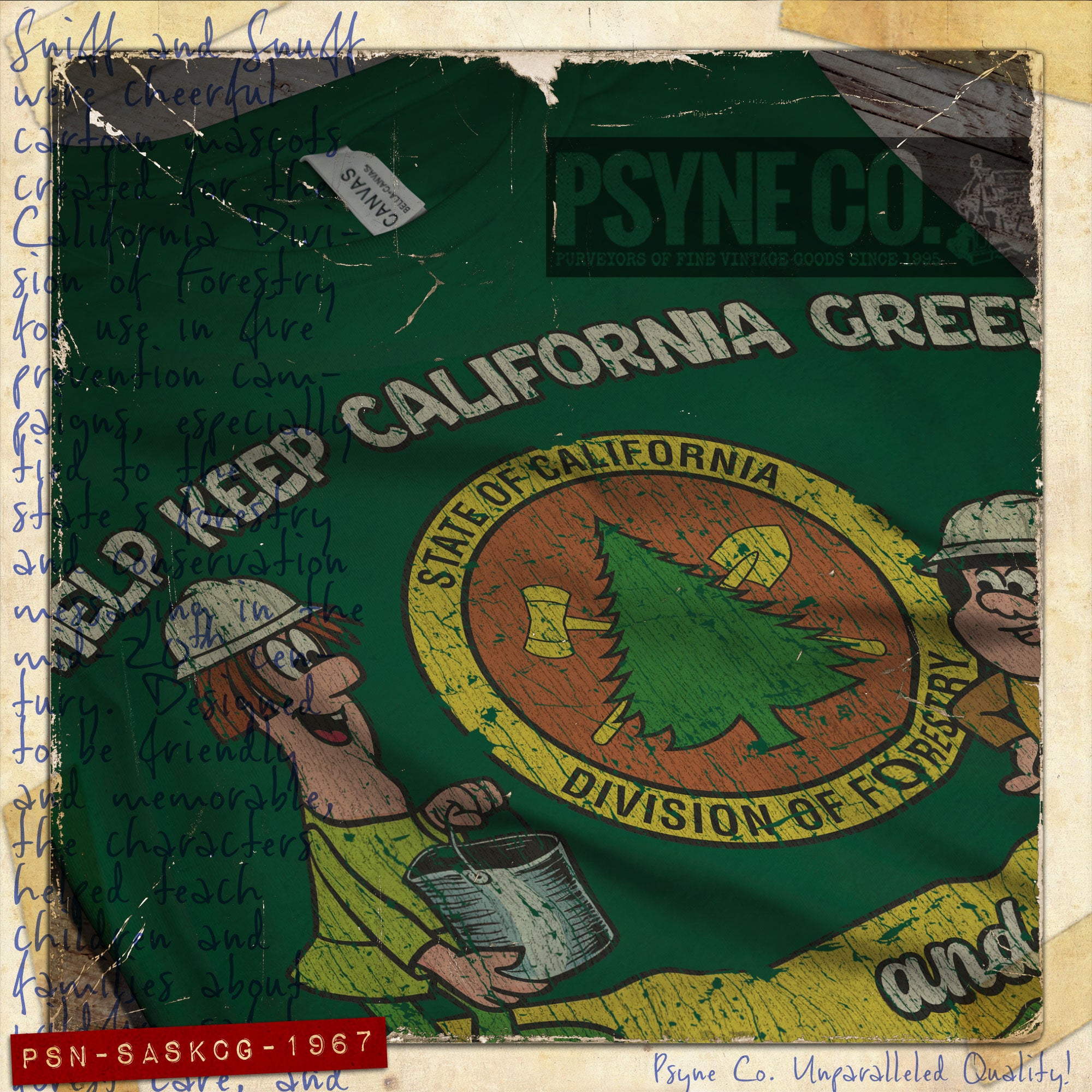 Sniff and Snuff Keep California Green & Golden 1967 Vintage Men's T-Shirt